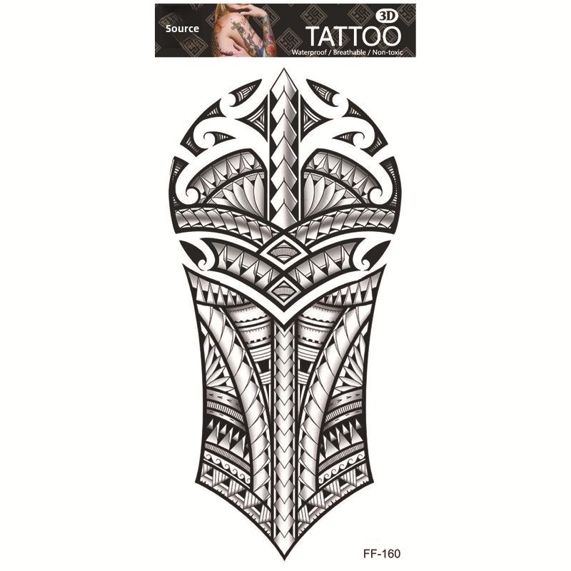 Yuanhua Waterproof Wolf Head Totem & Arabic Text Tattoo Stickers