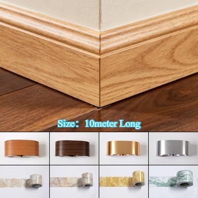 10 Meter Langer Wasserdichter Selbstklebender PVC-Sockelleisten-Sticker Holzmaserung Marmor Wandrand-Sticker Vinyl-Aufkleber Heimdekoration