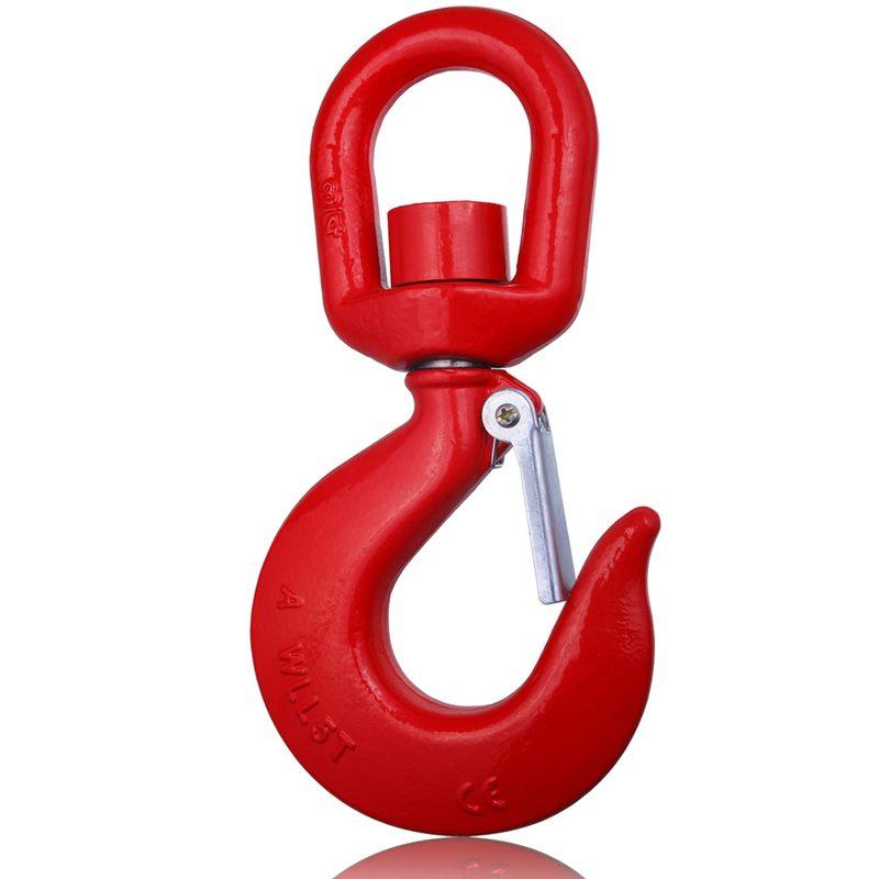 5T Swivel Lifting Hook 1T 2T 3T Heavy Duty Round Rotating Hook with Safety Latch for Lifting Chains Port Transportation