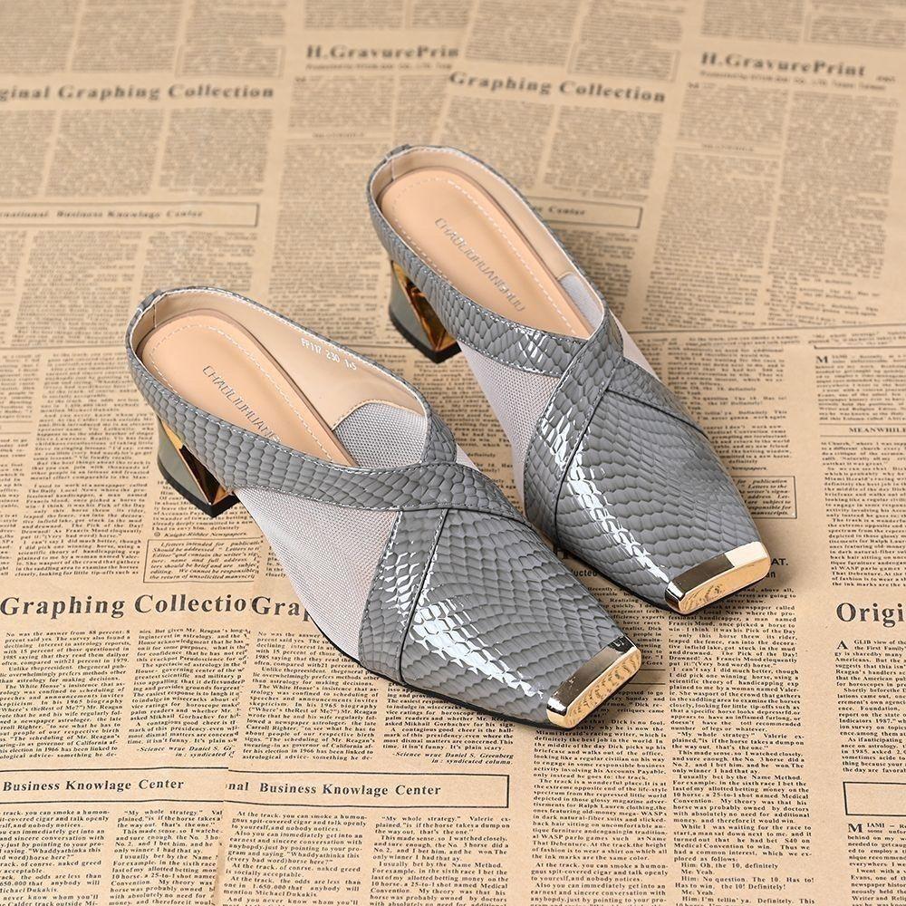 zapatos de mujer women cute sweet round toe black mesh breathable slip on square heel shoes lady casual pumps ab681