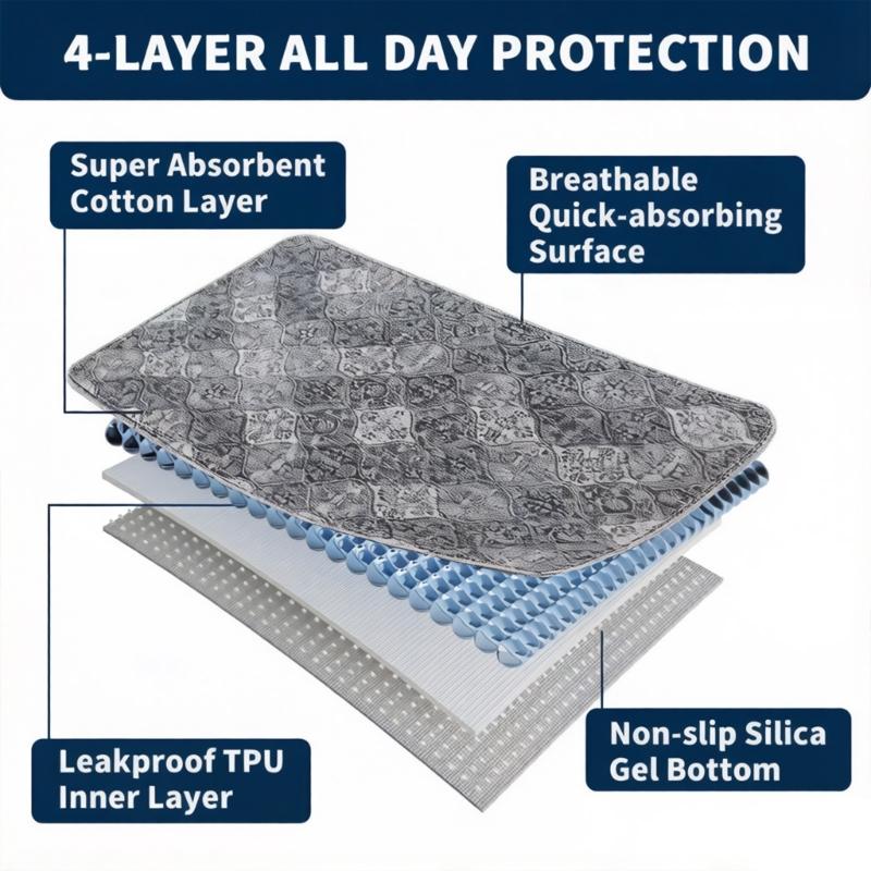 Large Washable Puppy Pee Pad Fast Dry Pet Training Mat For Small Medium Large Dogs Multiple Size