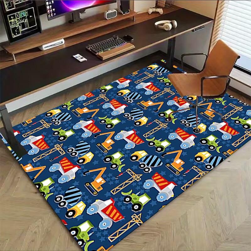 1PC Construction Vehicles Extra Large Non-Slip Floor Carpet, Office, Family, Bedroom, Studio - Large Area Rug Indoor Rugs, Vibrant Colors-W305