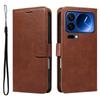 For Xiaomi 17 Pro Leather Wallet Case with Strap Solid Color Phone Stand Cover