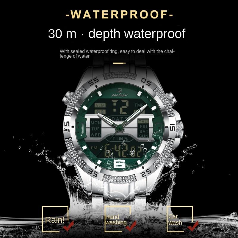 Top Brand Multifunctional Double Luminous Men's Watch Waterproof Electronic Quartz Fashion Watch