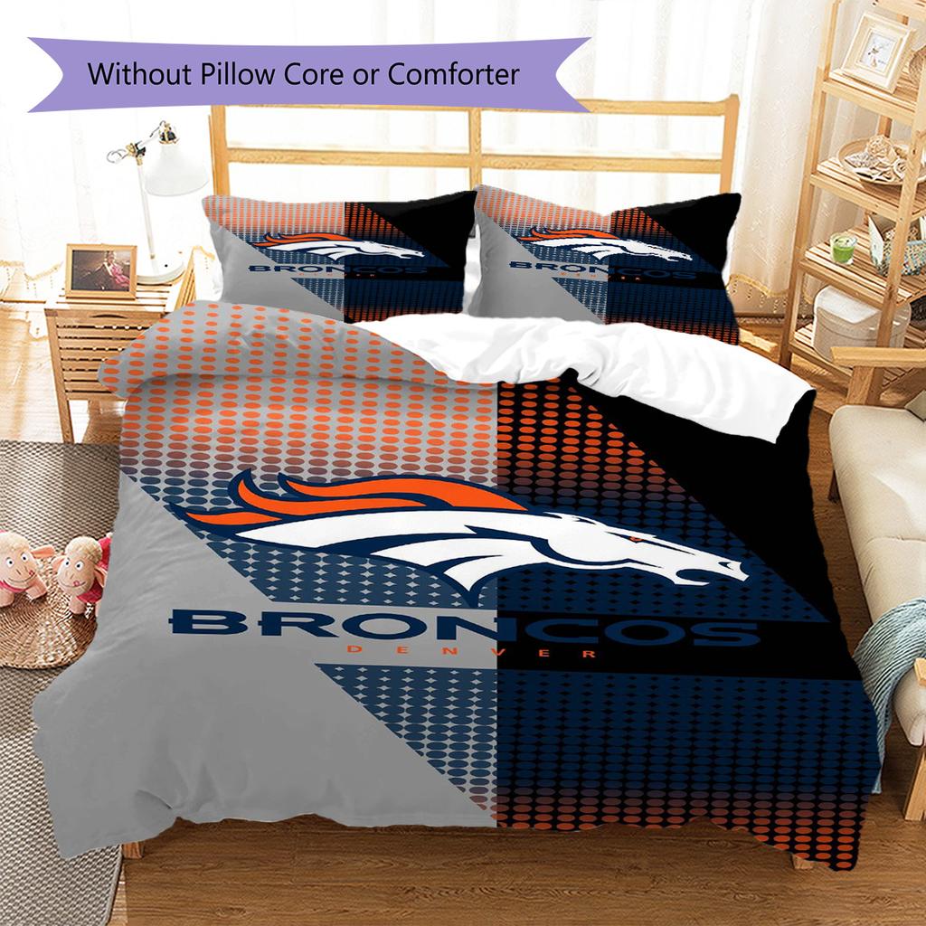 Denver Broncos Pattern Bedding Set Quilt Cover Pillowcase Home Decor Gift (1 * duvet cover + 2 * pillowcase, without core)