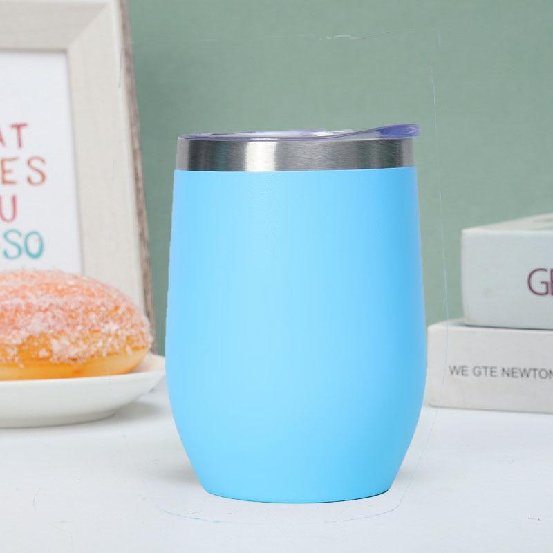 U-shaped 12oz Christmas Insulated Eggshell Wine Cup, Red