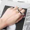 Vintage Geometric Double Layer Chain Enamel Square Open Ring Personality Fashion Index Finger Band For Women Men