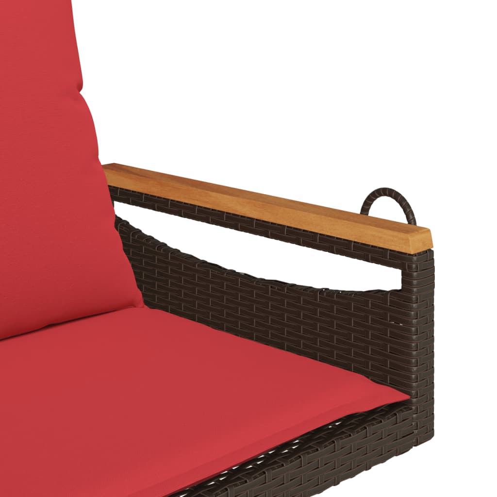 Brown Hanging Swing Chair with Cushions 63 x 62 x 40 cm Poly Rattan