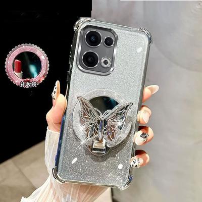 Mirror Butterfly Bracket Magnetic Holder Case for Xiaomi POCO F7 X7 Pro F7 Ultra X6 X5 F6 F3 M6 Pro C65 C75 C71 Shockproof Cover
