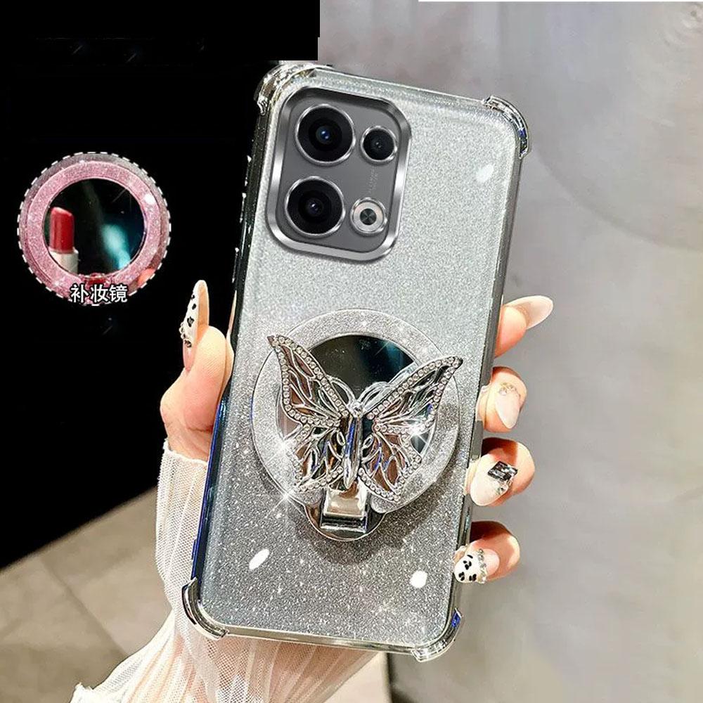 Mirror Butterfly Bracket Magnetic Holder Case for Xiaomi POCO F7 X7 Pro F7 Ultra X6 X5 F6 F3 M6 Pro C65 C75 C71 Shockproof Cover