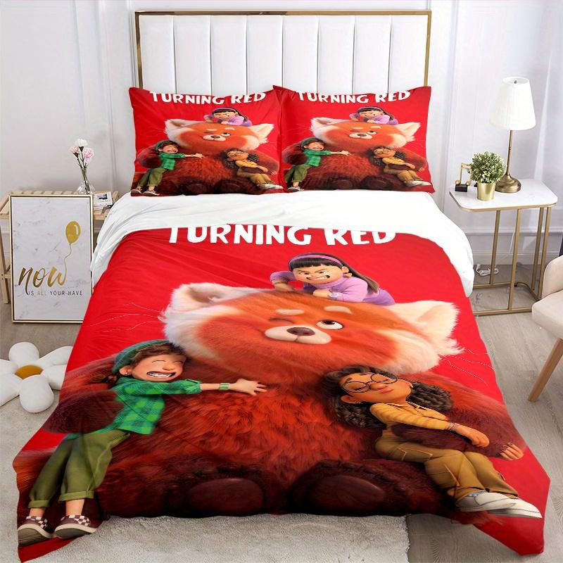 3pcs Turning Red Bedding Set Includes Quilt Cover and Pillowcases, Suitable for All Seasons Q094