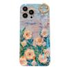 Applicable To Xiaomi 13lite Blue Light Rhinestone Mobile Phone Case Oil Painting Flower Red Rice Note12 Wrist Strap Bracket Crossbody