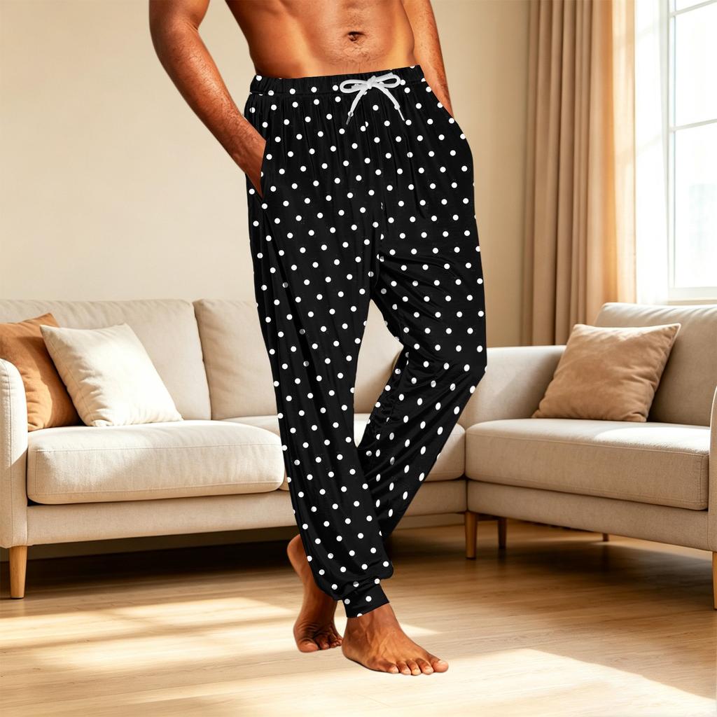 Men's Casual Sleep Pants with Pockets for Home Relaxation