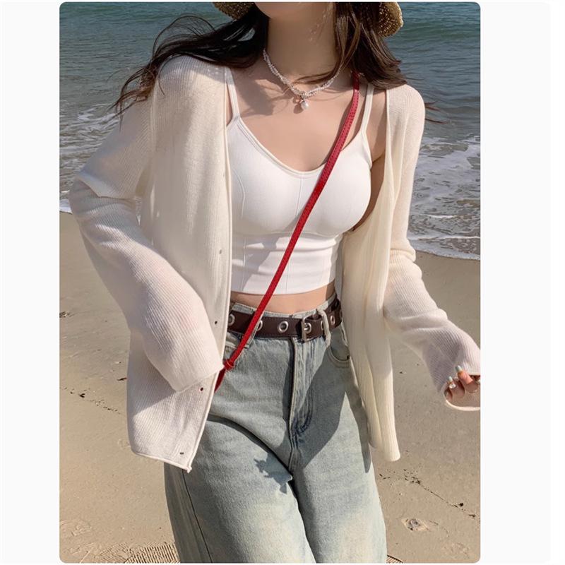 Women's Ice Silk Knitted Cardigan Coat - Spring/Summer 2026 Sun Protection Shawl for Dresses