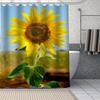 Frische Natur Sonnenblumen Kunstmuster Duschvorhang Badezimmer Dekoration Wasserdicht Polyestergewebe Badewannen-Bildschirm Mit Haken