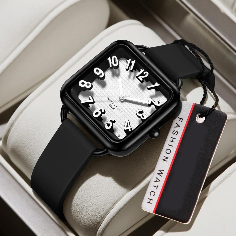 Findtime Unisex Square Face Watch Large Screen Waterproof Night Glow Lightweight 5ATM Casual Stylish Silicone Band Gift
