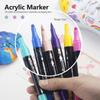 Dual Tip Acrylic Marker Brusht Soft&Round Tip Paint Markers Fade Resistant Durable Acrylic Pen for Canvas Glass Wood