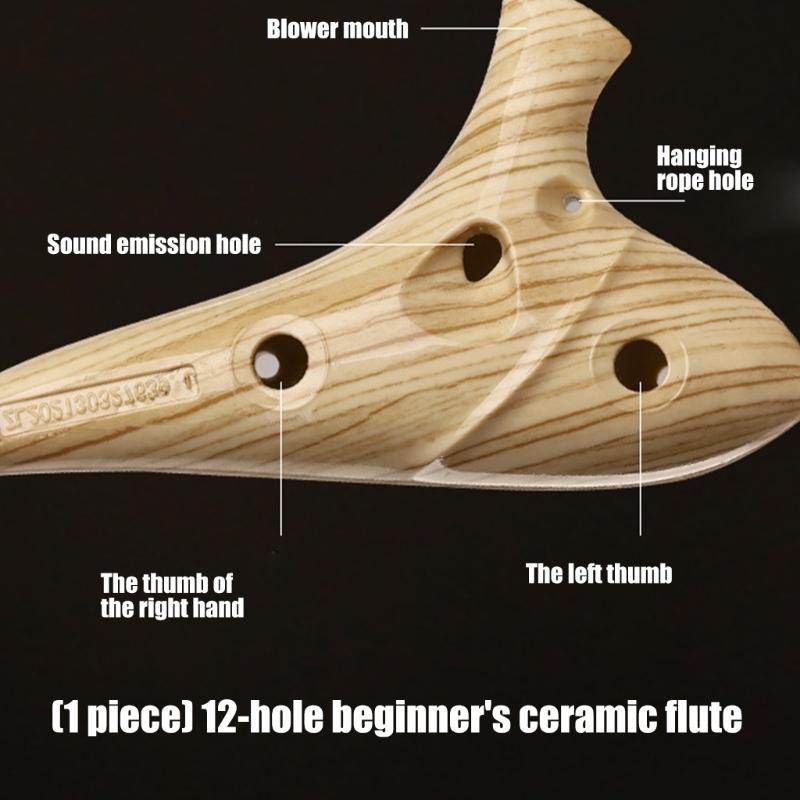 12 Hole Ceramic Ocarina Musical Device Smooth Surfaces Texture Balanced Tone Output for Aspiring Musicians and Collectors