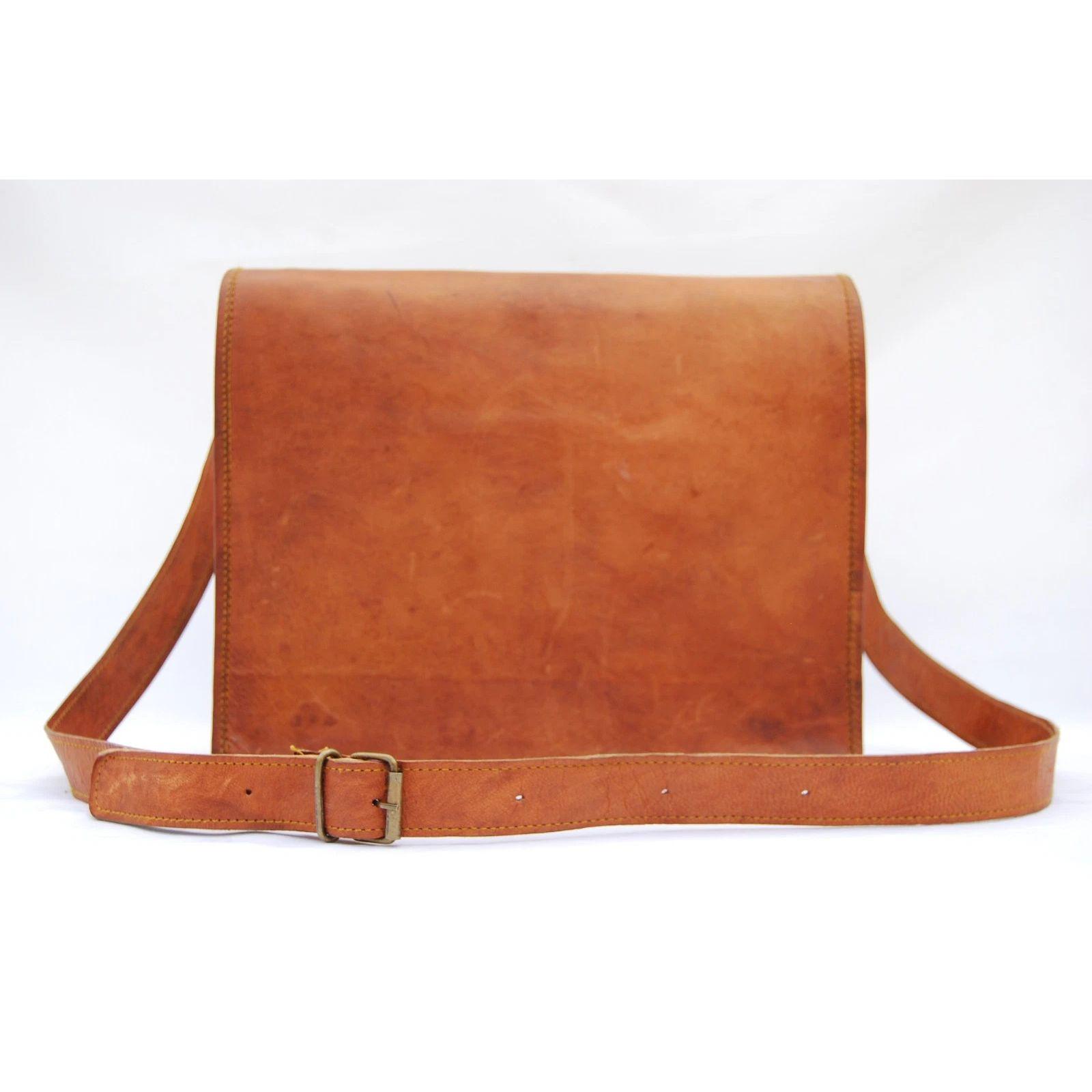 

Мужская винтажная коричневая кожаная сумка через плечо, портфель для ноутбука 13 x 10 x 4 in