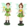 2Pcs Funny Fairy Boy And Girl Statue, Fairy Garden Accessories, Resin Sculpture For Micro Landscape Flowerpot Lawn Yard Garden
