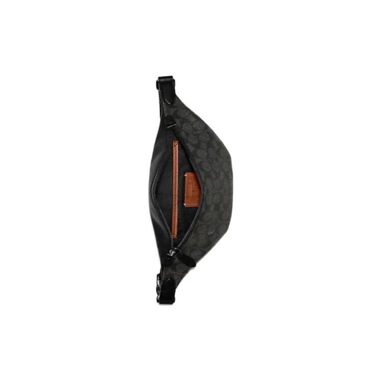 Coach Charter 32 Classic Monogram Zipper Adjustable Shoulder Strap Canvas And Leather Crossbody Chest Waist Bag Large Men Bags Black C7700-CHR