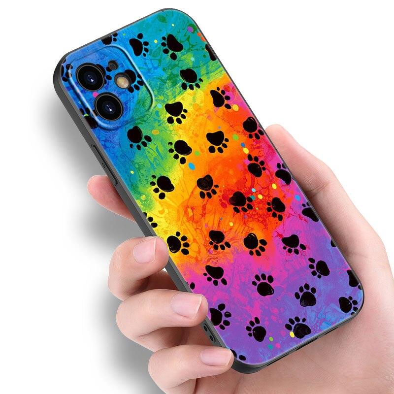 Beste Freunde Hundepfote Handyhülle für Apple iPhone 14 13 12 Mini 11 Pro Max 7 8 XR X XS 7 8 Plus SE 2020 2022 Schwarze Hülle