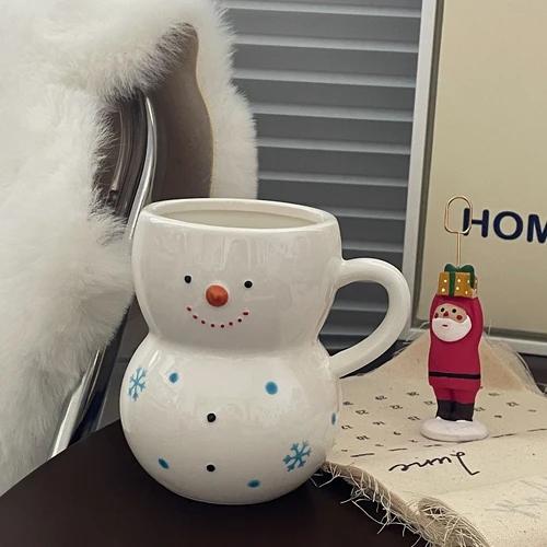 350ML Snowman Mug Creative Large Capacity Ceramic Cup Coffee Cups Lovely Men and Women Birthday Gift Dormitory Fund