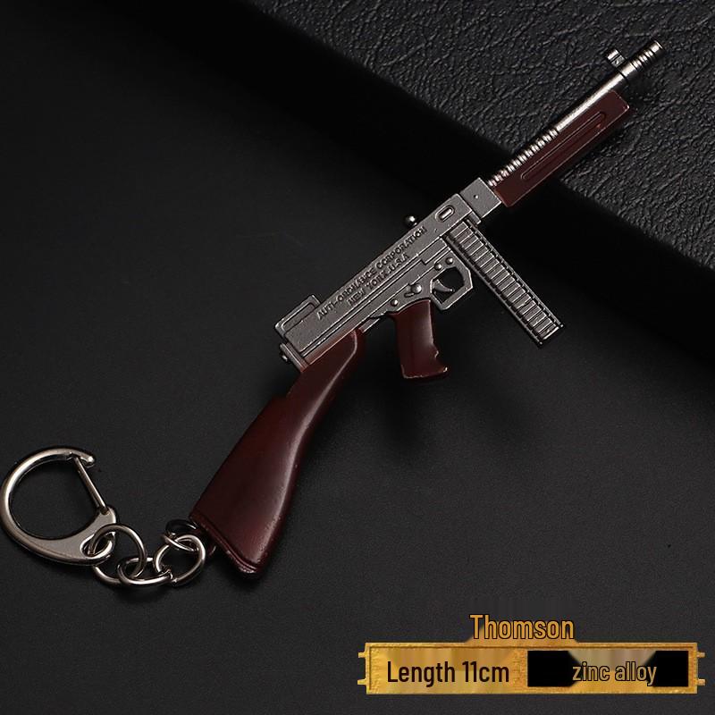 PUBG Peace Elite Chicken Dinner Anime Keychain Alloy Model Gun Toy Pendant