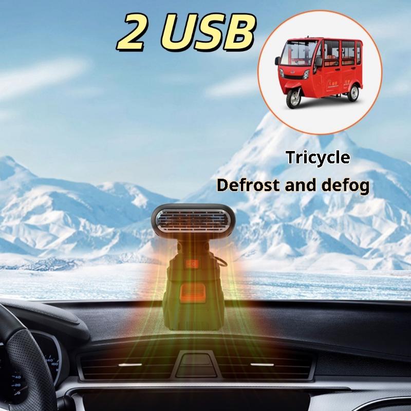 1Pcs 21V Li-Ion Batteries Heating Air Warmer / Cooling Blower Wireless Winter Car Heater 2 Usb Ports For Phone Charging
