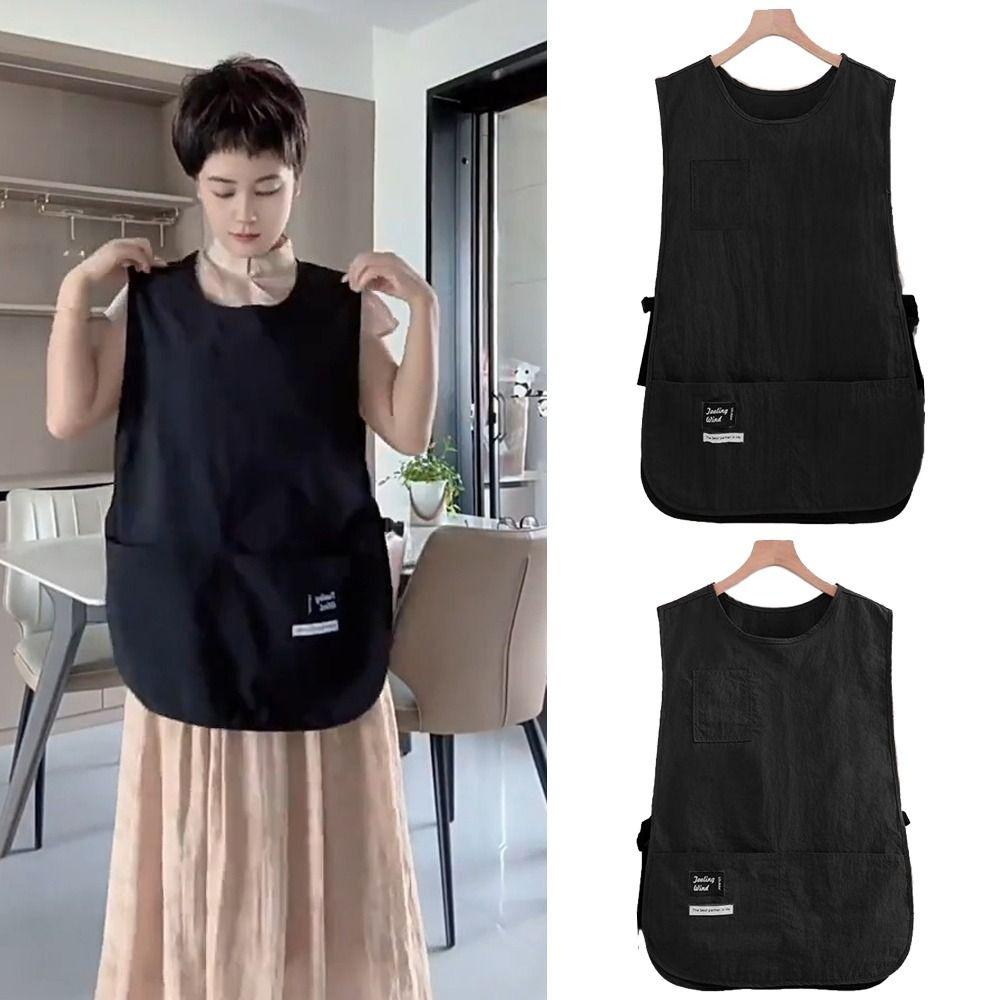 Waterproof Stain-Resistant Apron Breathable Anti Dirty Sleeved Apron Multipurpose Nylon Vest Style Kitchen Aprons