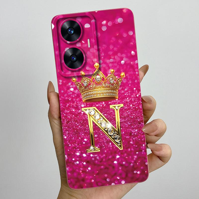For Realme C55 RMX3710 Luxury Crown Letters Cover Soft Silicone Phone Case For Realme Narzo N55 C 55 RealmeC55 NarzoN55 Bumper