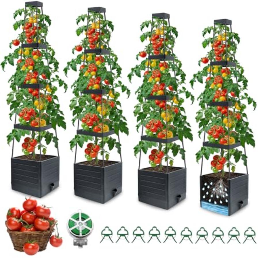 

4Pack Raised Garden Bed Planter Boxes with Trellis 57 Self-Watering Tomato Planter Boxes with Trellis for Climbing Vegetable an United States