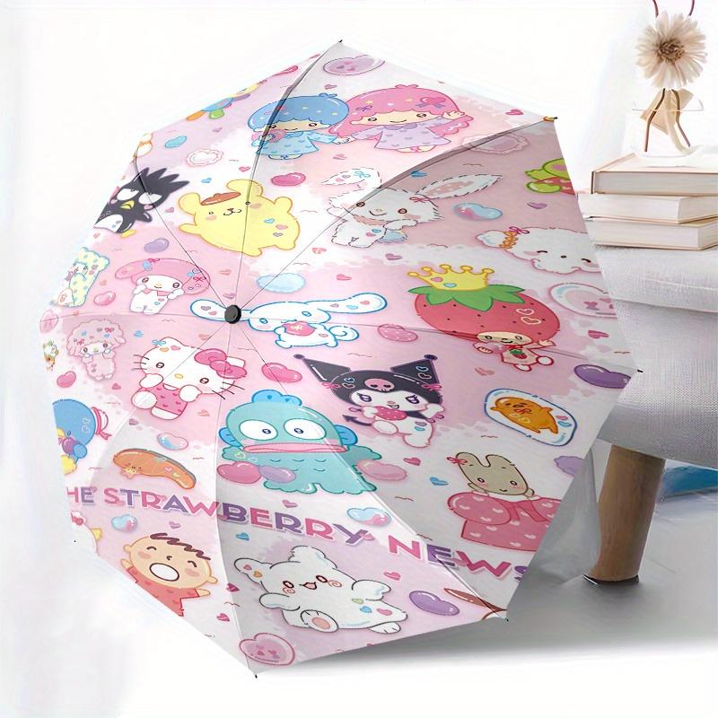Sanrio Automatic Opening and Closing Parasol Compact Travel Umbrella with 8 Ribs for Women and Men Ideal Birthday/Christmas Gift, Outdoor Ac
