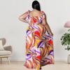 Plus Size Womens Off-Shoulder Ruched Strap Maxi Dress With Bow Print Milk Silk Sleeveless Flowy Skirt Streetwear