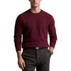 Polo Ralph Lauren Vyšívané logo malého poníka Jednobarevný Pletený svetr s dlouhým rukávem a kulatým výstřihem Pánský svetr Burgundský 710918163-514