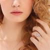 Ring im koreanischen Stil aus Silber mit Epoxidharz, rosa Diamantwirbel