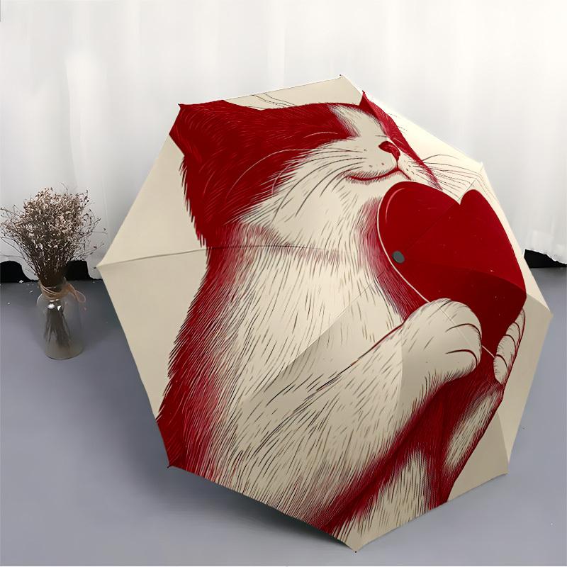 1pc Cat Heart Automatic Open/Close Umbrella Compact Folding Umbrella, All-Season Portable Umbrella for Women/Men F1124140
