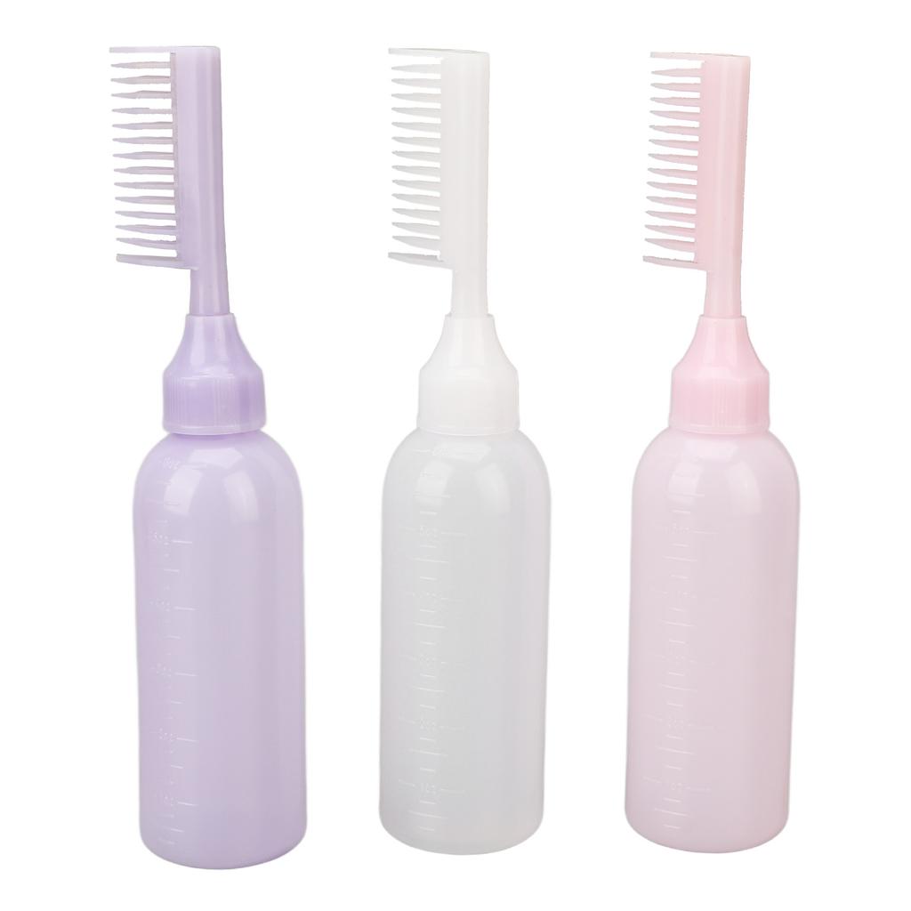 3 Pcs Root Comb Applicator Bottle Simple Operation Scale Design Hair Dye Dispensing Bottle for