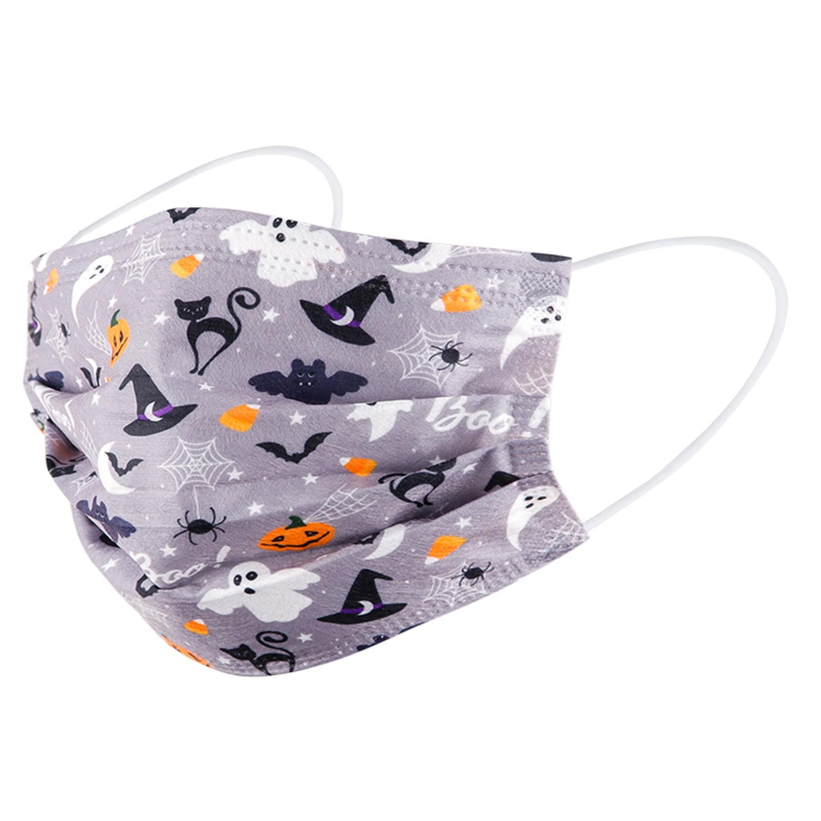 

100PCS Unisex Disposable Face Mask Adults Halloween Horror Print Facial