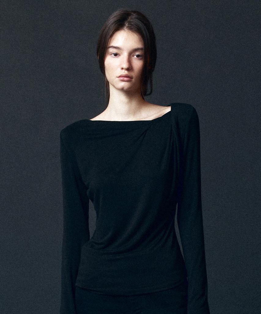 TOWAV Nest Cowl Neck Tee_Black