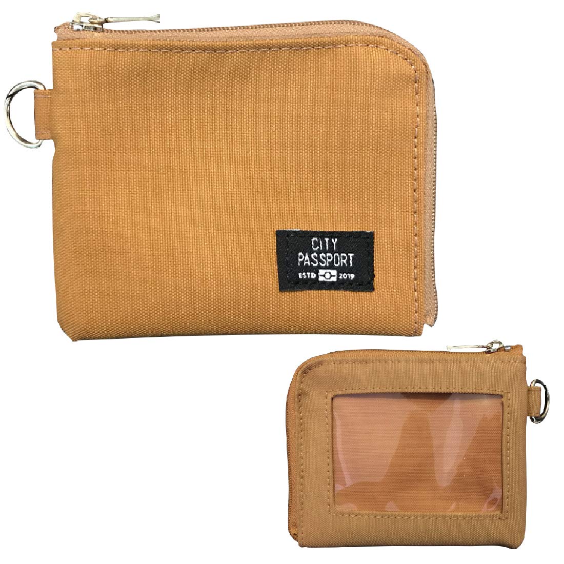 

Slim, compact wallet with pass and coin purse in solid camel for men and women (Made in Japan, travel, sub-wallet, stylish commuter pass holder)