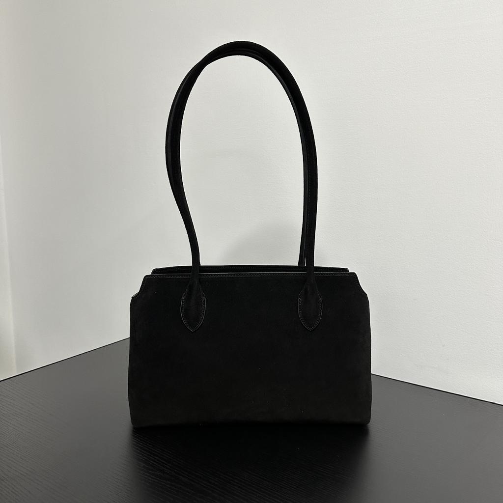 2025 New light luxury minimalist tote bag coffee retro suede commuter versatile shoulder underarm bag handbag women
