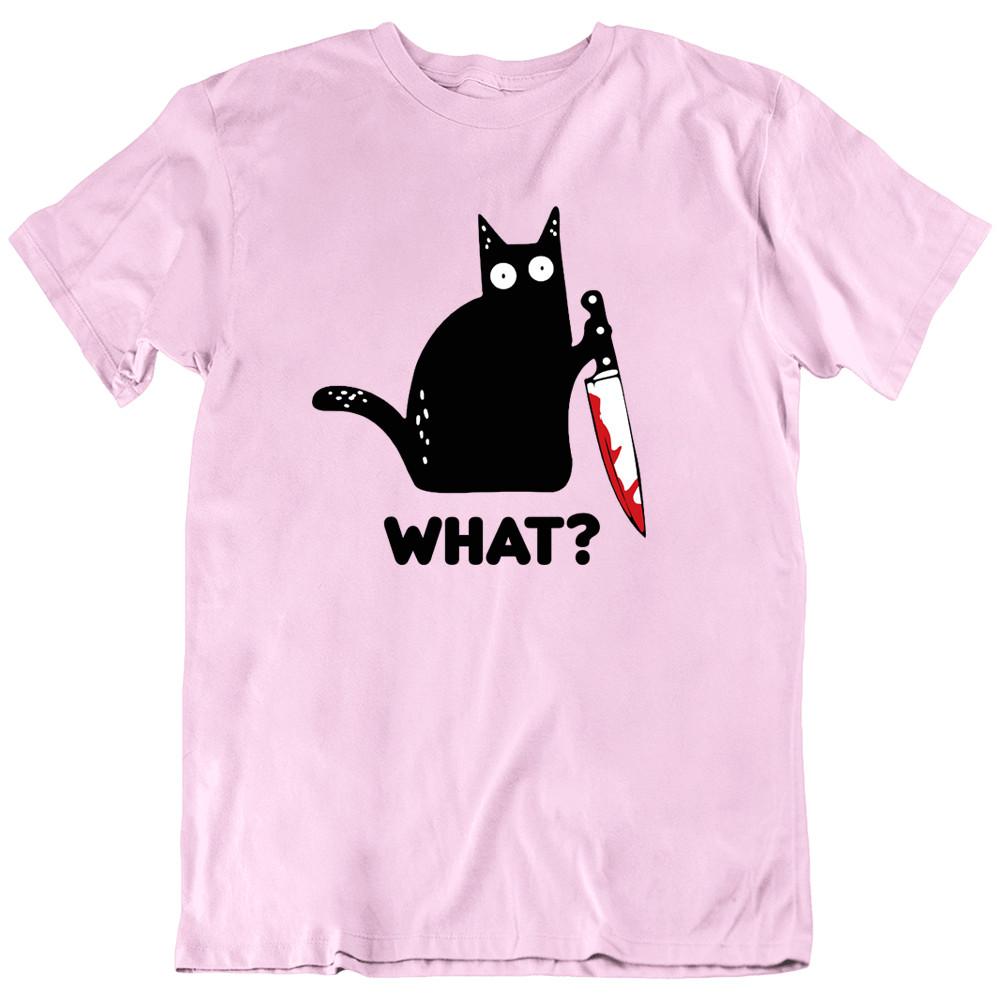 Halloween What? Cat Lover Black Cat Knife Funny T-Shirt Tee Gift New