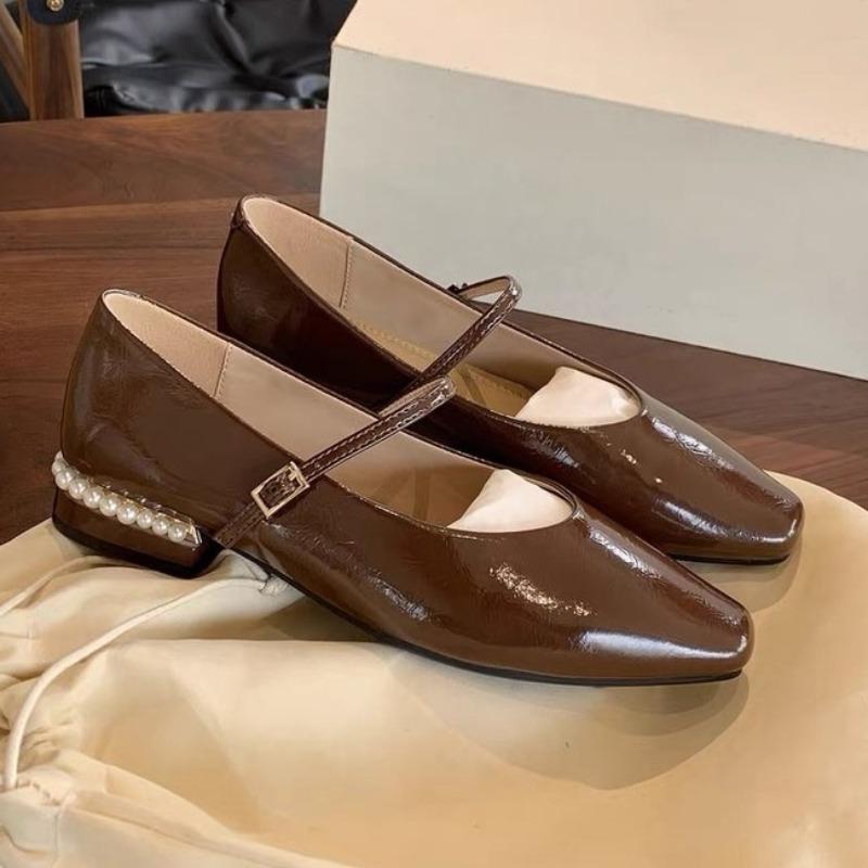 2024 Fashion Solid Color Versatile Women's Single Shoes Square Heel Comfortable Women's Shoes Spring and Autumn Shallow Mouth