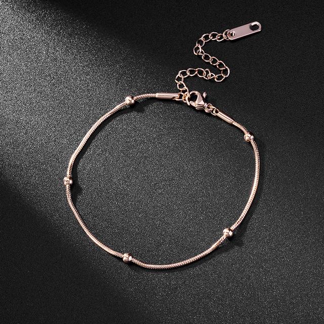 

Модный простой браслет со змеиной цепочкой и пятью бусинами из нержавеющей стали, браслет для женщин, модный повседневный браслет, ювелирные изделия