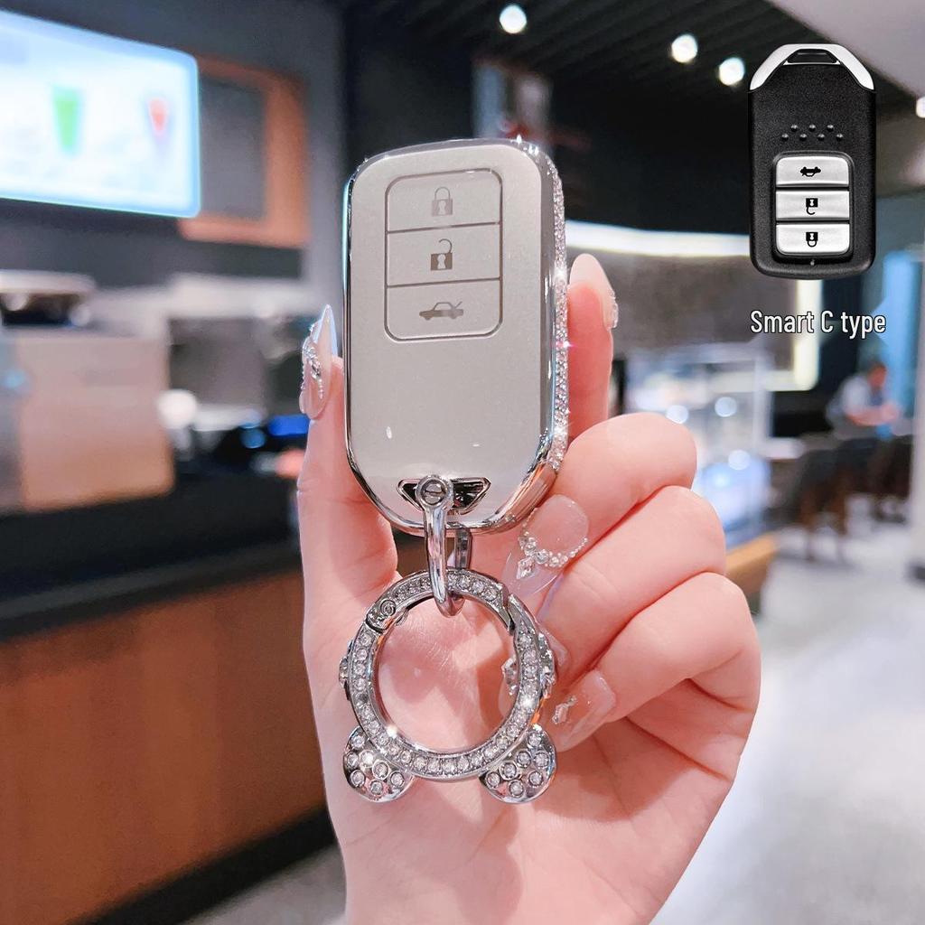 Car Key Cover for CR-V, Binzhi, XRV, HR-V, Haoying, Civic, UR-V, Accord, and Lingpai - Shell Buckle Design