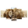 Lion Couple Loving Wild Animal Scene 5 Piece Five Panel Wall Canvas Print Pictures Modern Art Poster Home Decor Gift For Him For Her
