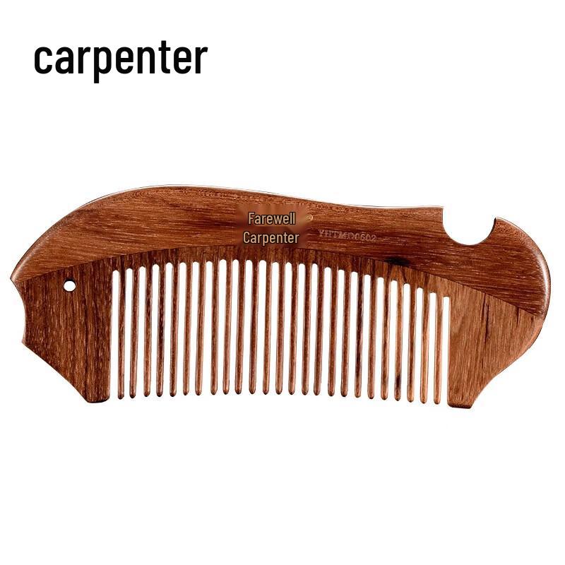 Tan Mujiang Fish-shaped Wooden Comb