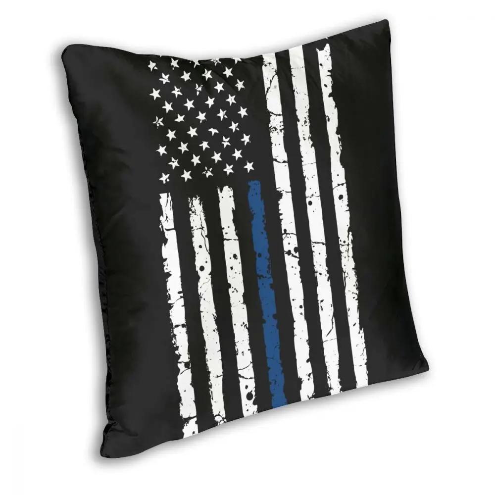 Blue Line USA Flag Square Pillow Case Decorative Pillow America American United States Novelty Cushion Covers