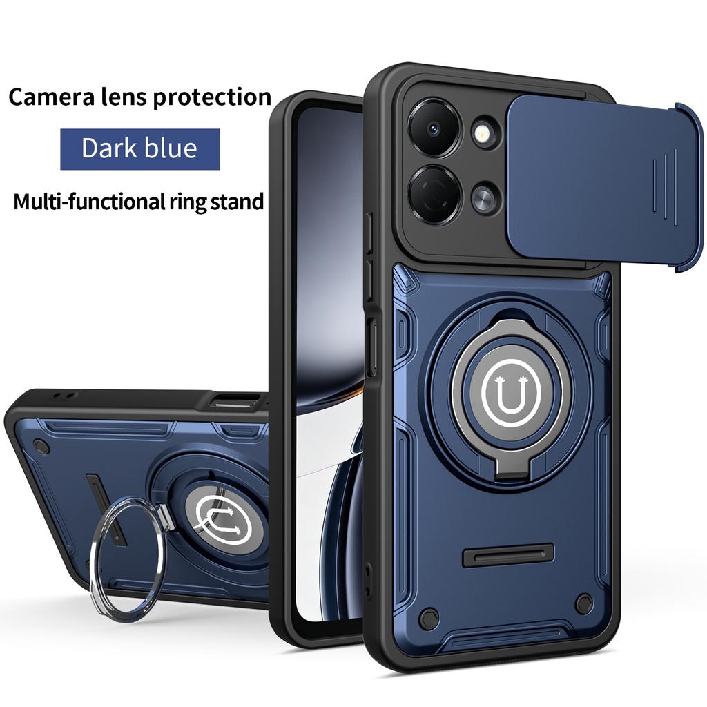 Anti-slip Armor Shockproof Case For Tecno Spark Go 3 KN3 Camera Lens Protection Rotating Ring Stand TPU Plastic Phone Cover